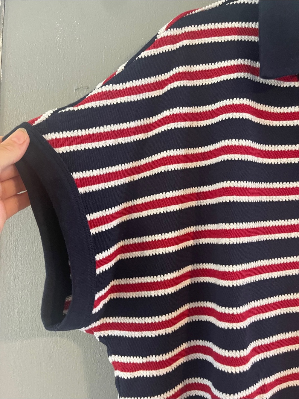 Madewell Relaxed V-Neck Polo Shirt in Stripe Size M - Picture 9 of 12